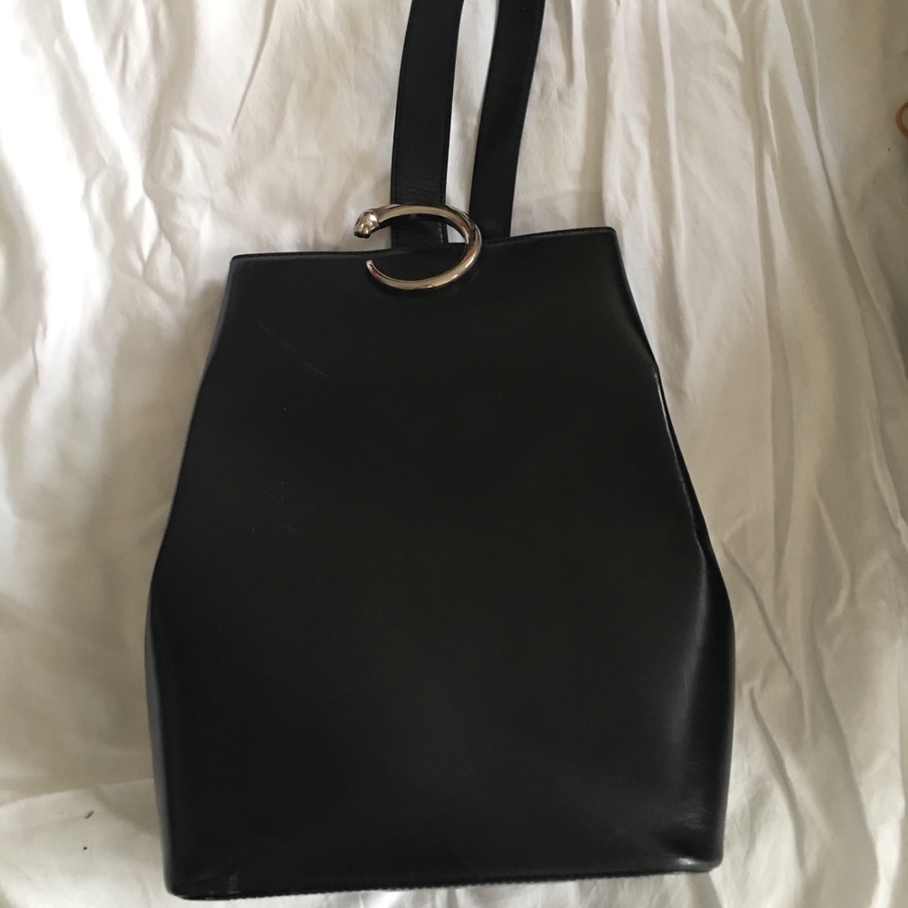 Cartier Black Leather One Strap Backpack Gem